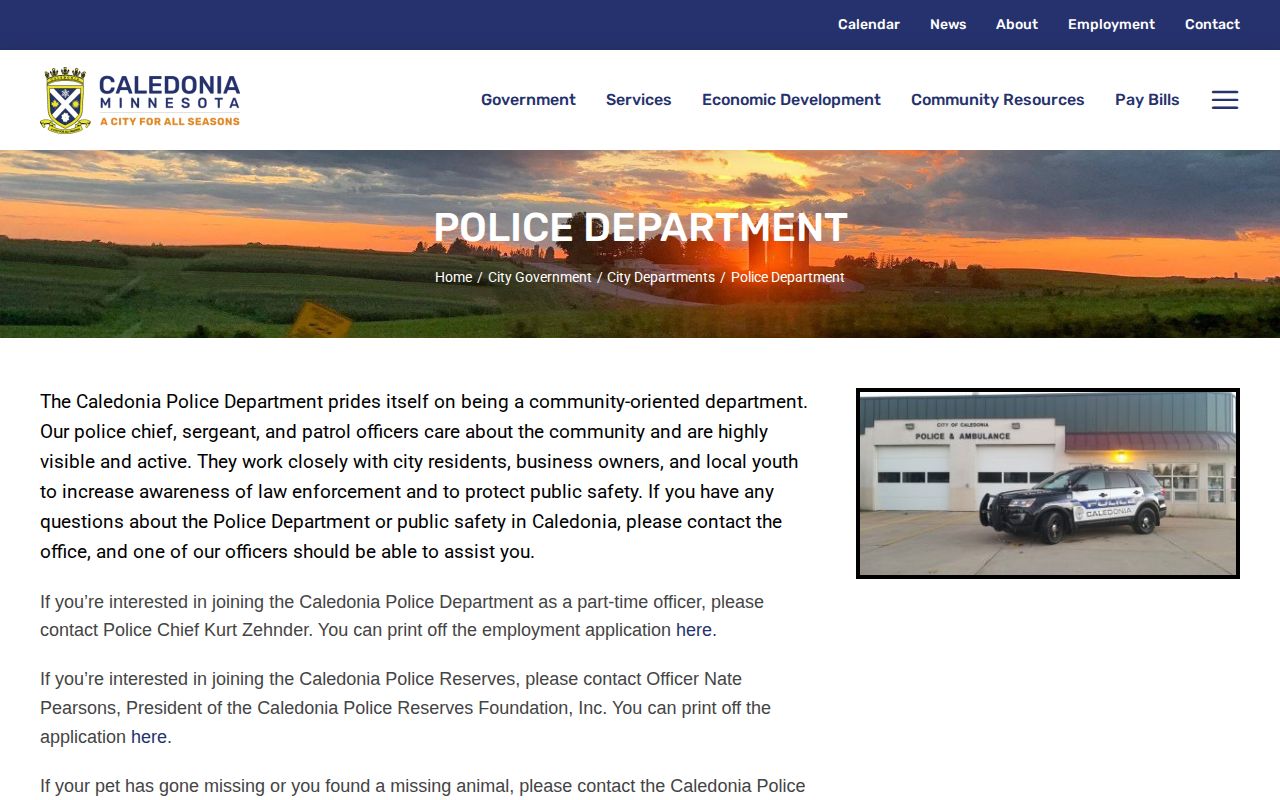 Houston County Caledonia police arrest-record contact source