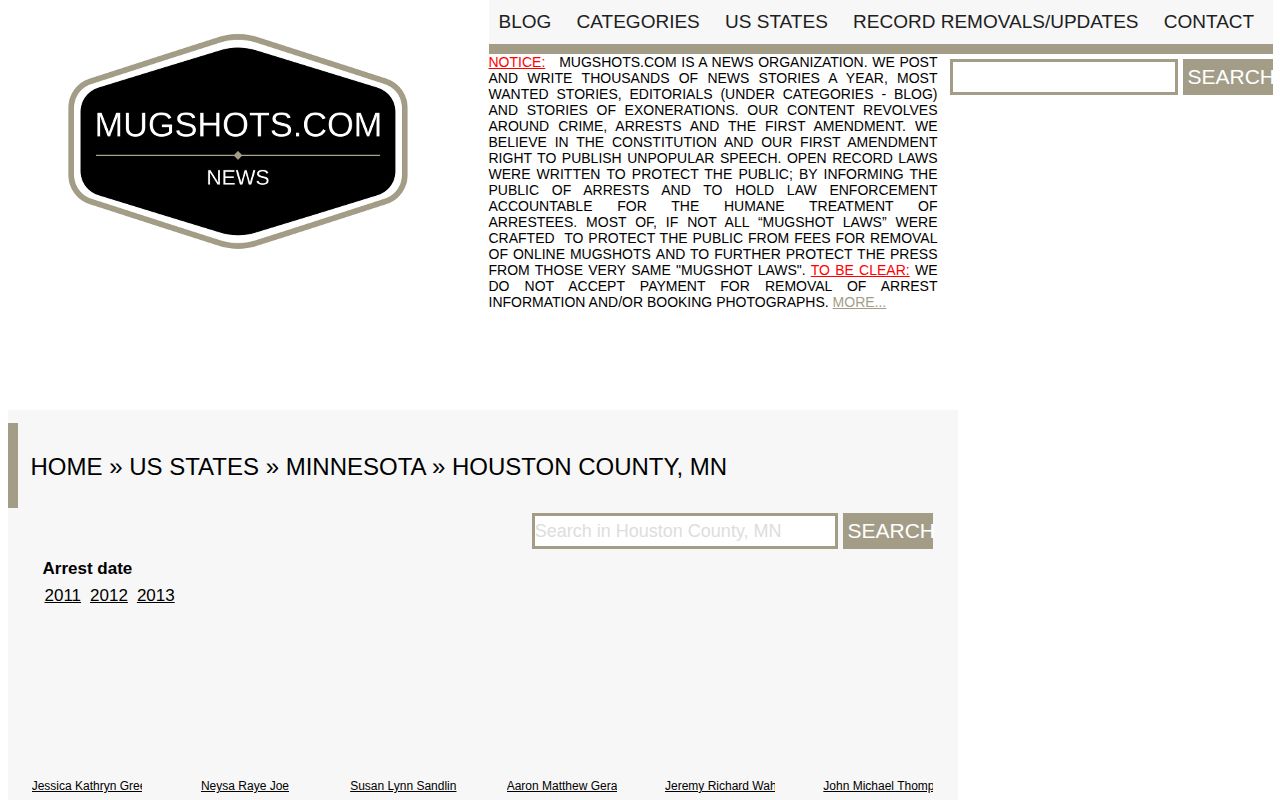 Houston County arrest news and booking record source review